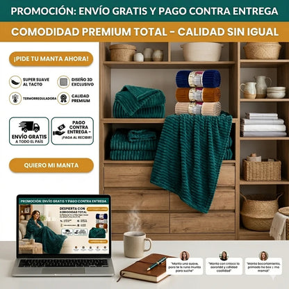Manta  polar súper suave con diseño acanalado 3D