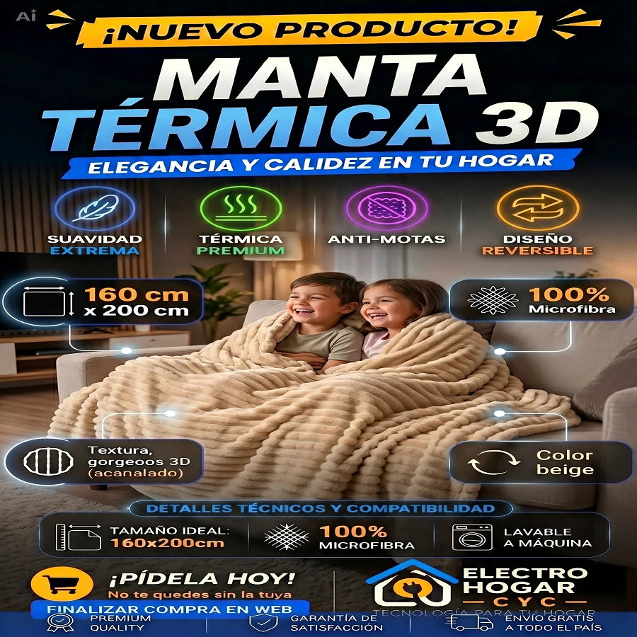 Manta  polar súper suave con diseño acanalado 3D