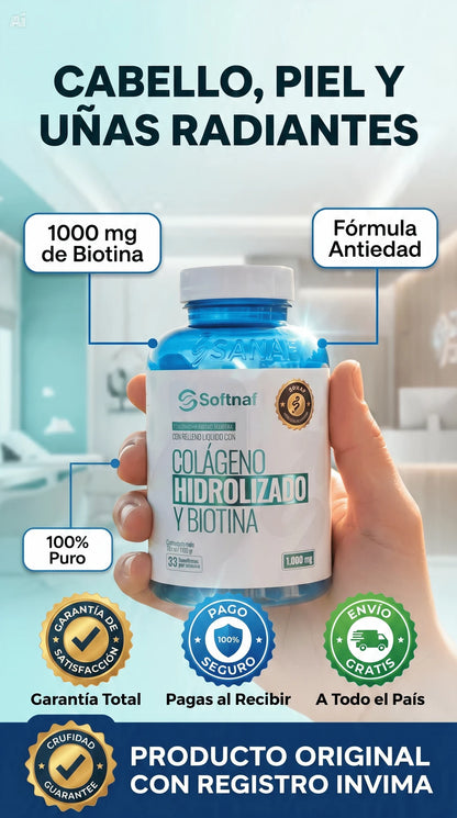 Colágeno Hidrolizado Y Biotina Cubierta De Gelatina Con Relleno Liquido $84900