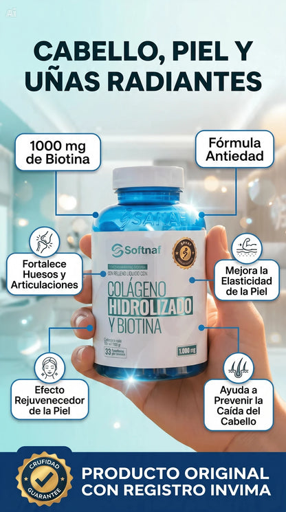 Colágeno Hidrolizado Y Biotina Cubierta De Gelatina Con Relleno Liquido $84900